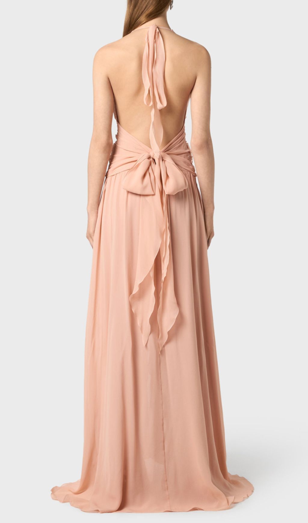 Florine Dusty Rose Halter Flower Ruffle Maxi Dress Flowering Girl