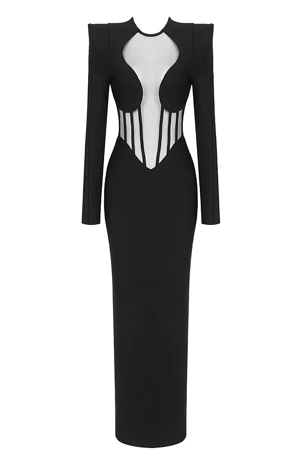 Black Mesh Corset Detail Bandage Long Dress Flowering Girl