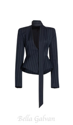Hibyl Pinstripe Scarf Blazer in black Flowering Girl