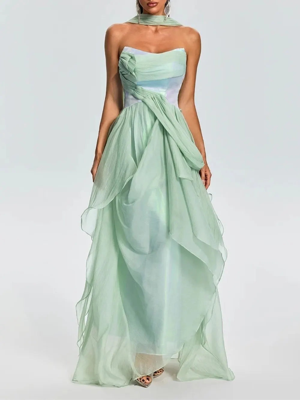 Euanthe Scarf Ruffle Maxi Dress Flowering Girl