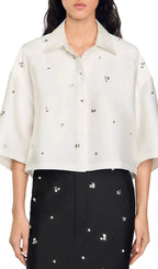 Mentissa Oversized Cropped Embellished Shirt Flowering Girl