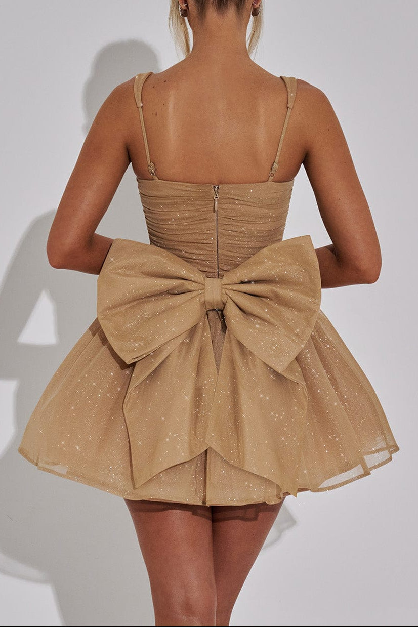Jacqueline Mini Dress - Gold Sparkle Flowering Girl
