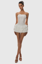 Panue Ruched Strapless Corset Flowering Girl
