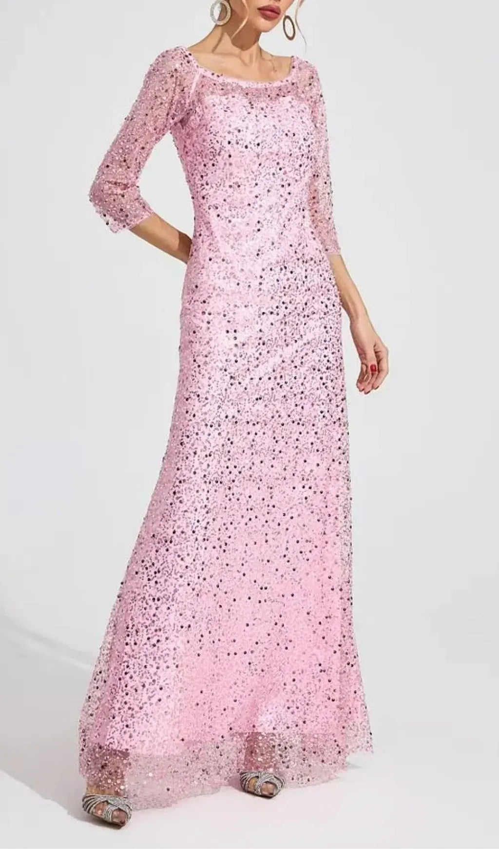 Sarah Pink Diamond Embellished Tulle Maxi Dress Flowering Girl
