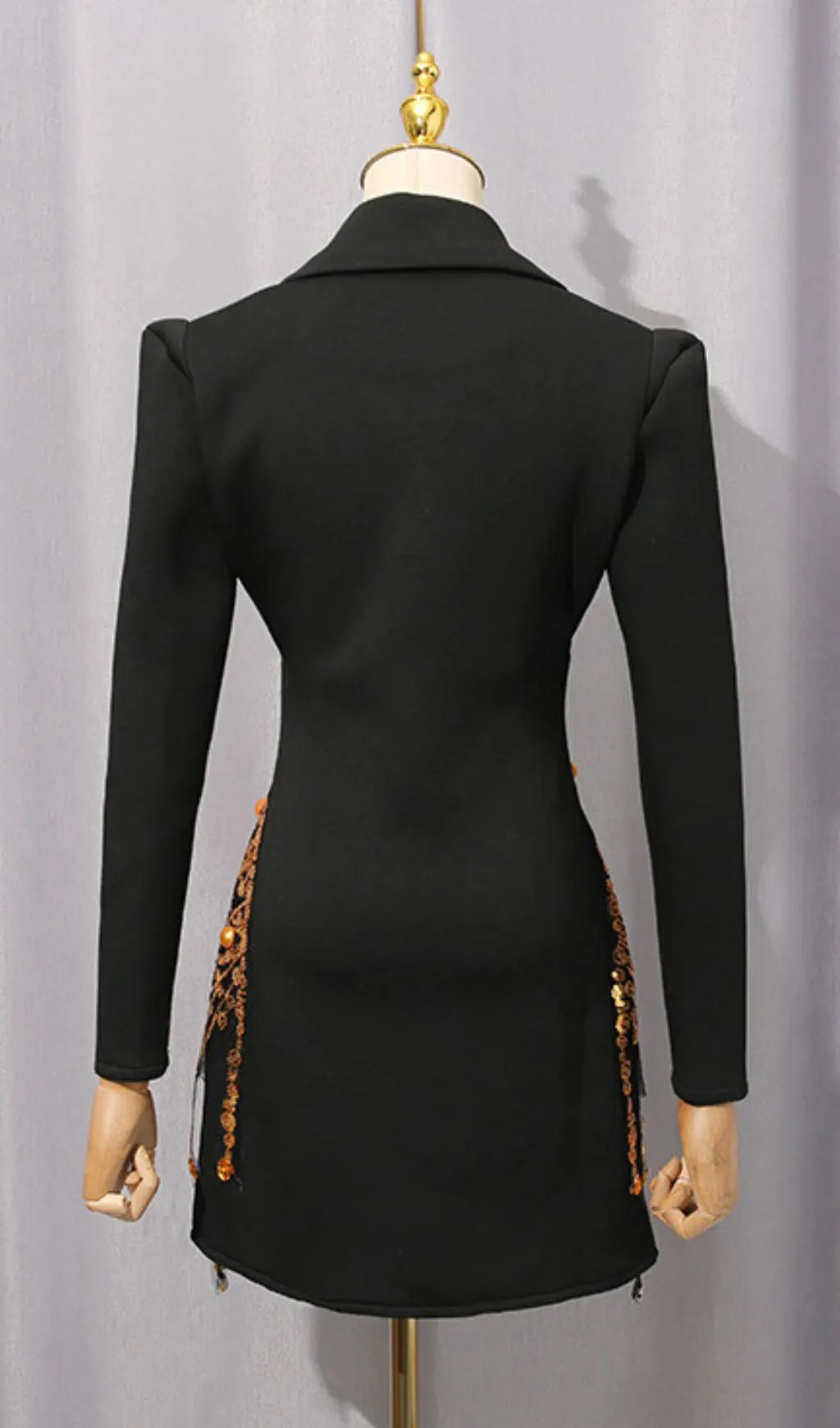 Isak Black Sequin Beaded Blazer Dress Flowering Girl