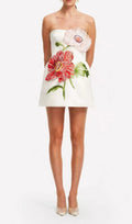 Lailah White Strapless Flower Mini Dress Flowering Girl