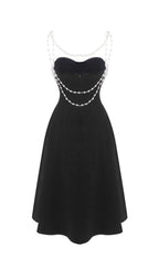 Ilyssa Black Beaded Strappy Midi Dress Flowering Girl