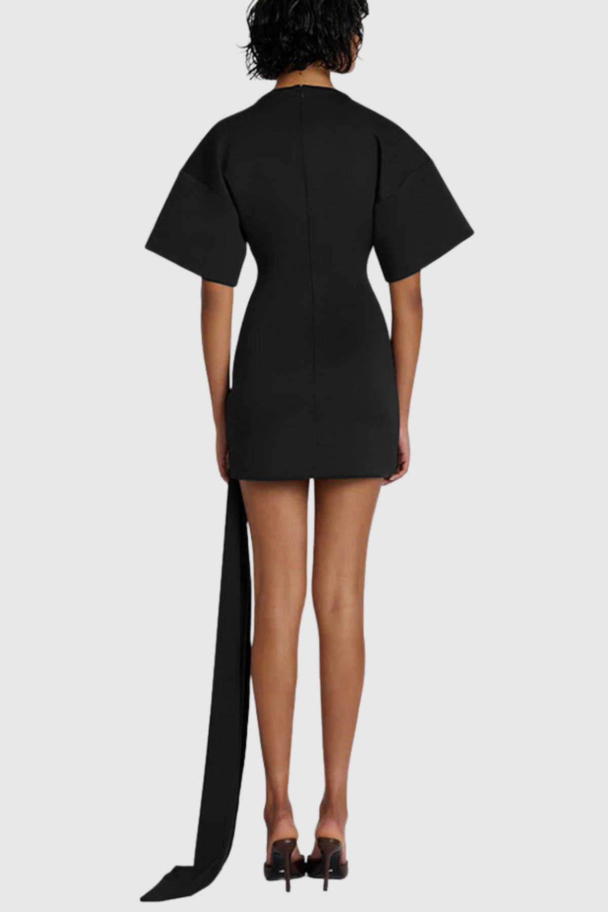 Draped Embellished Mini Dress - Black Flowering Girl