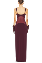 Dajoa Mesh Curve Maxi Dress - Wine Flowering Girl