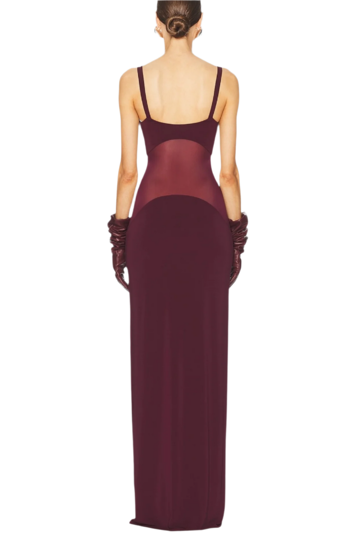 Dajoa Mesh Curve Maxi Dress - Wine Flowering Girl