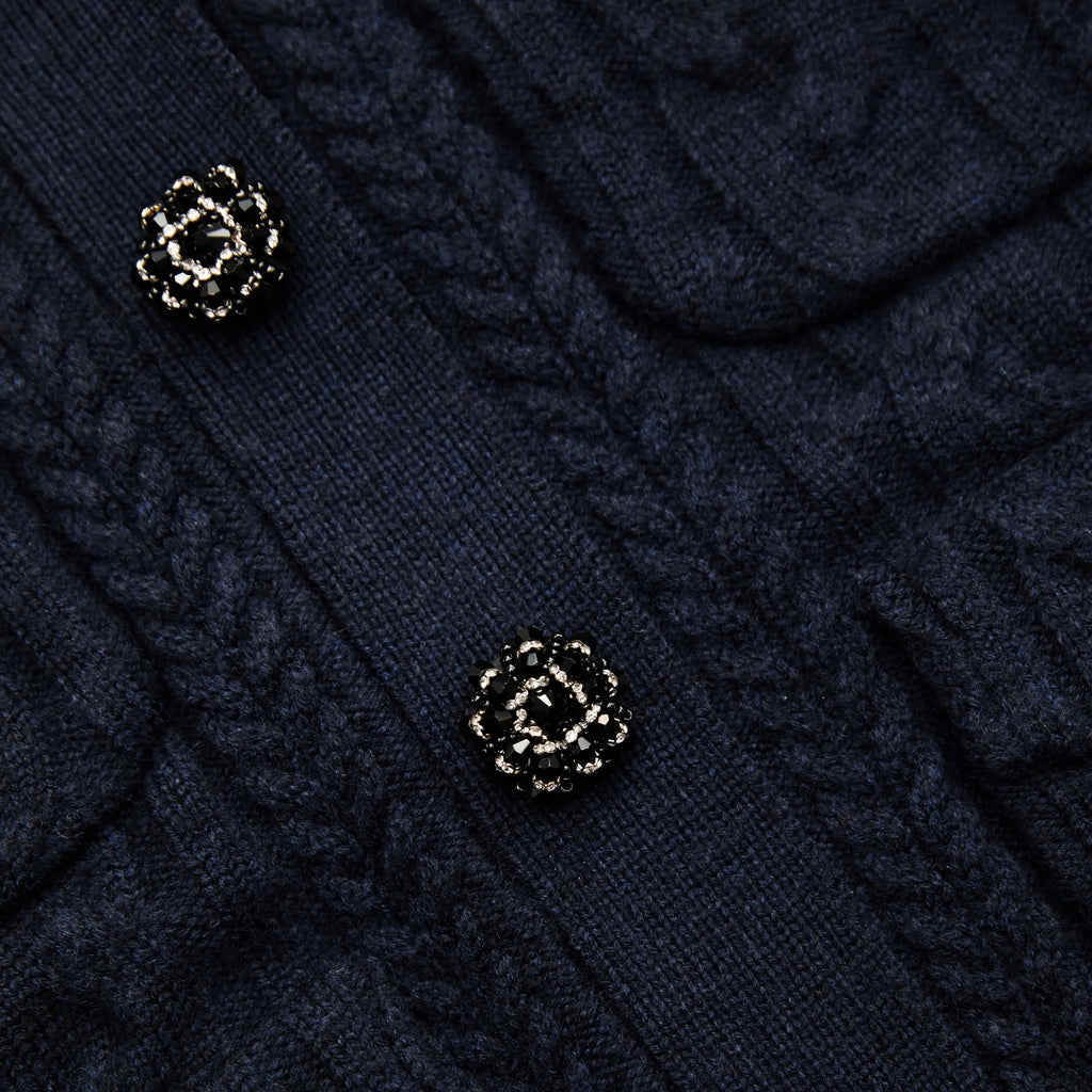 NAVY KNIT COLLAR CARDIGAN Flowering Girl