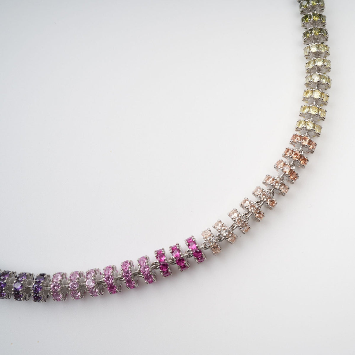 Sandrine Multicolor Crystal Embellished Sterling Silver Necklace Flowering Girl