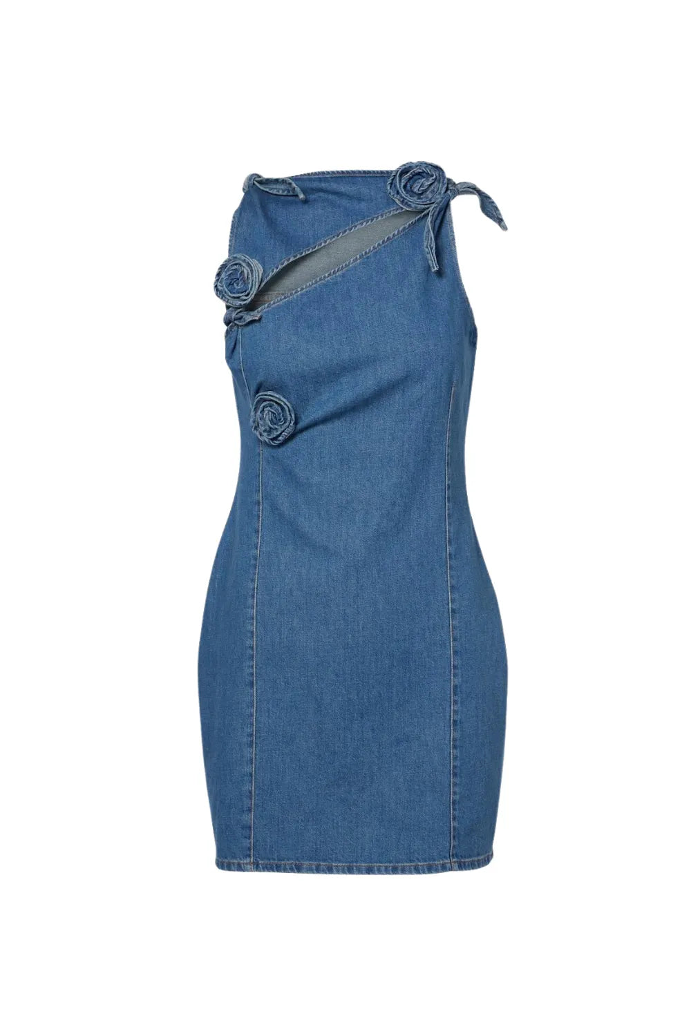 Balto Flower Asymmetric Denim Mini Dress Flowering Girl