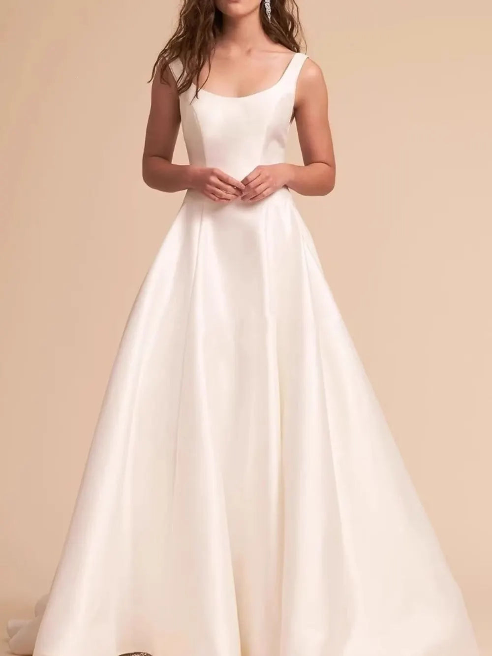 Malea White Satin Wedding Dress Flowering Girl