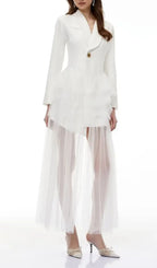 Illyria White Blazer Maxi Dress with Ruffled Tulle Flowering Girl