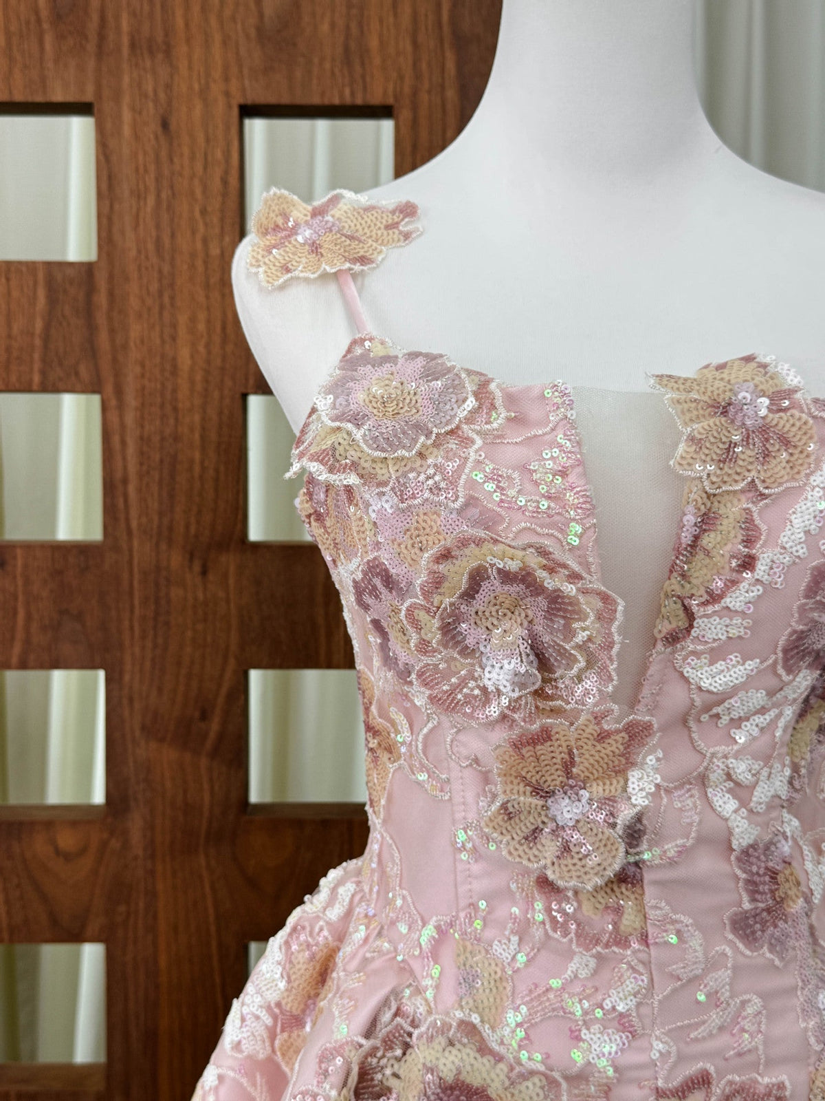 Dusty Pink Jacquard Fit-and-Flare Mini Dress Flowering Girl