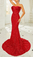 Briella Red Heart Shape Sequin Gown Flowering Girl