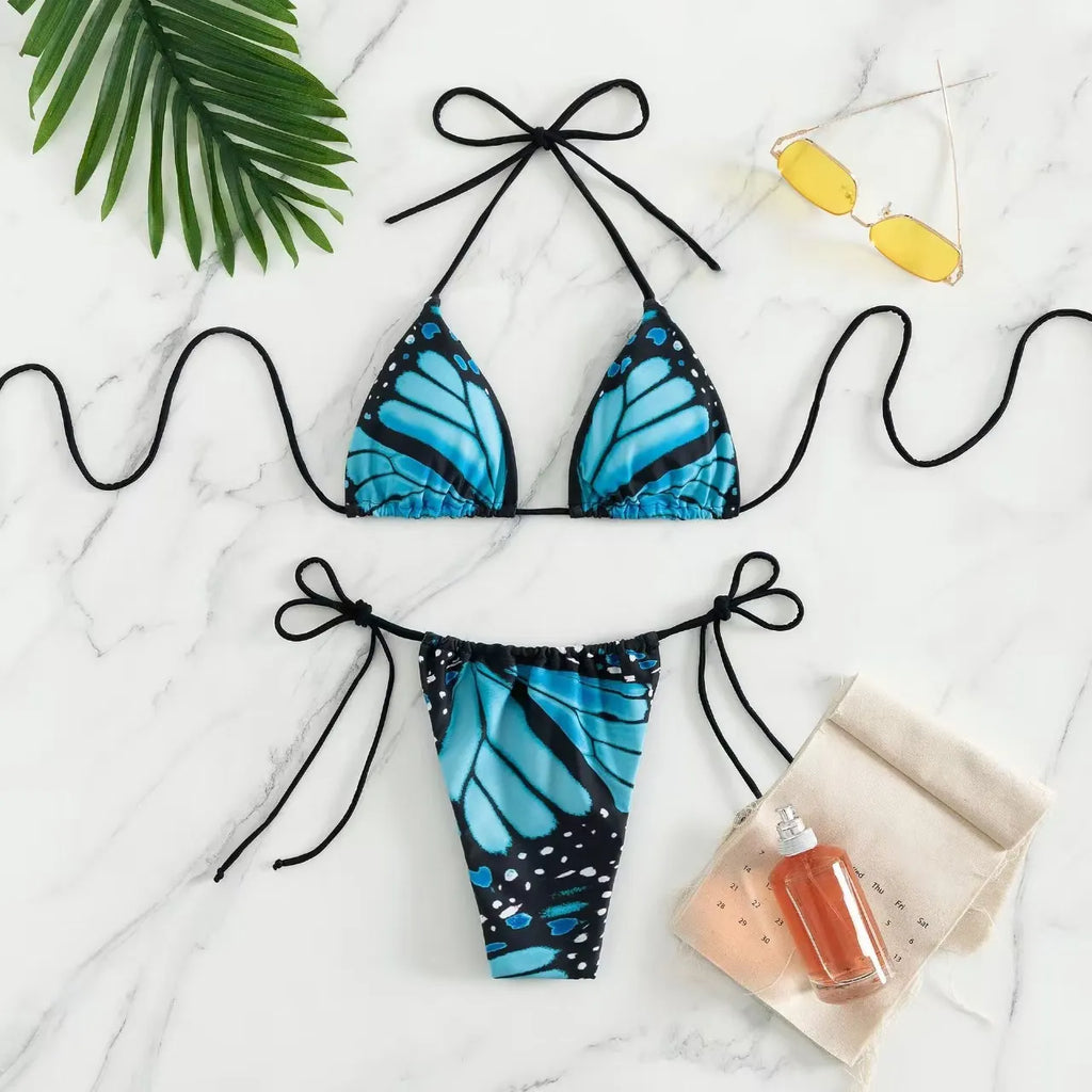 Lefty Blue Printed Bikini Two-Piece Set Flowering Girl