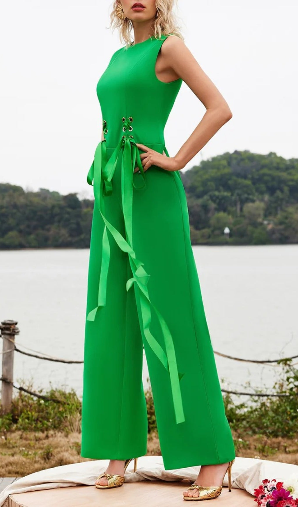 Addy Sleeveless Lacing Jumpsuit Flowering Girl