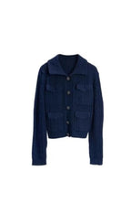 NAVY KNIT COLLAR CARDIGAN Flowering Girl