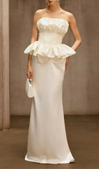 Dysis Strapless Pleated Maxi Dress Flowering Girl