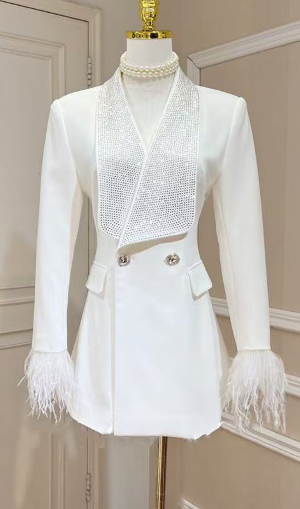 Seraphilus Rhinestone Button Up Blazer Flowering Girl