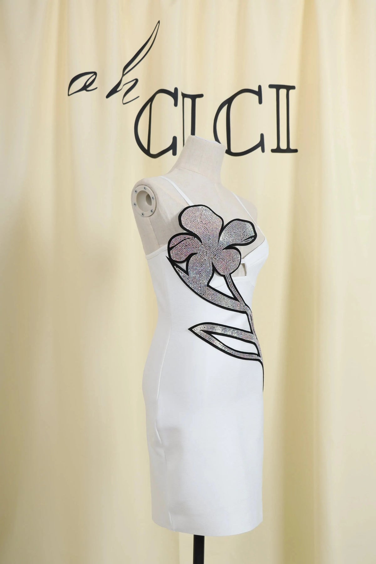Crystal Flower Bandage Mini Dress Flowering Girl