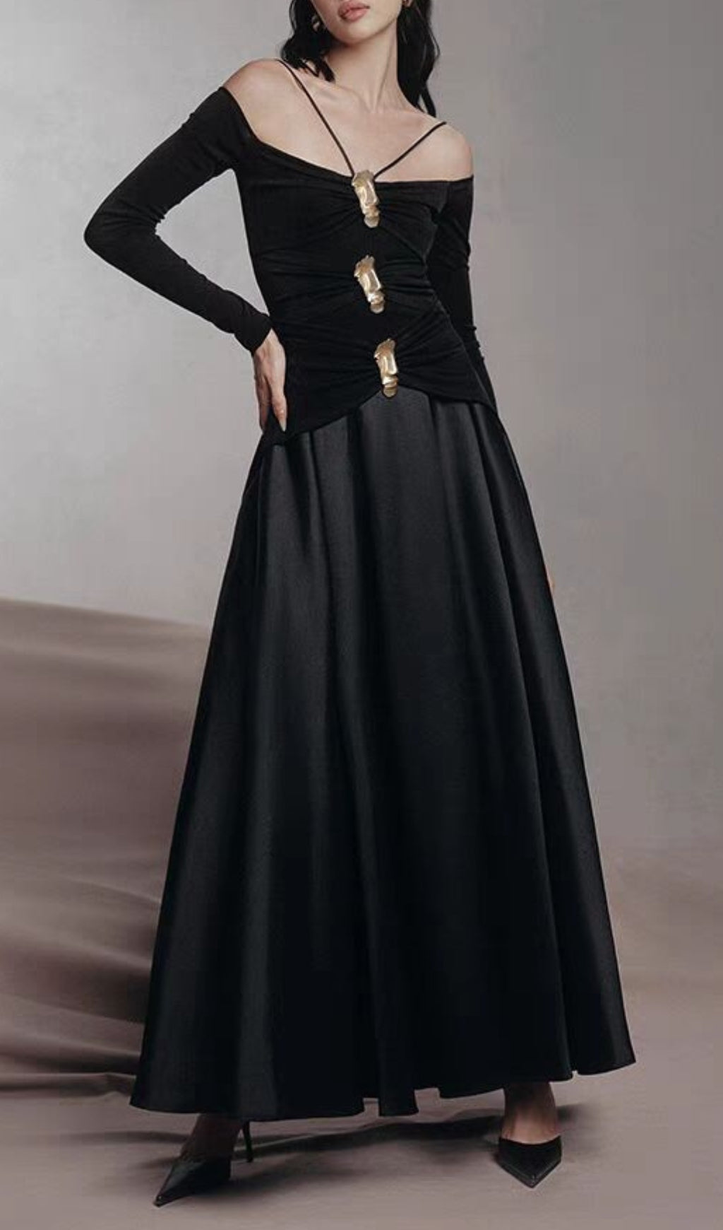 Cailin Long Sleeve Ruched Maxi Dress Flowering Girl
