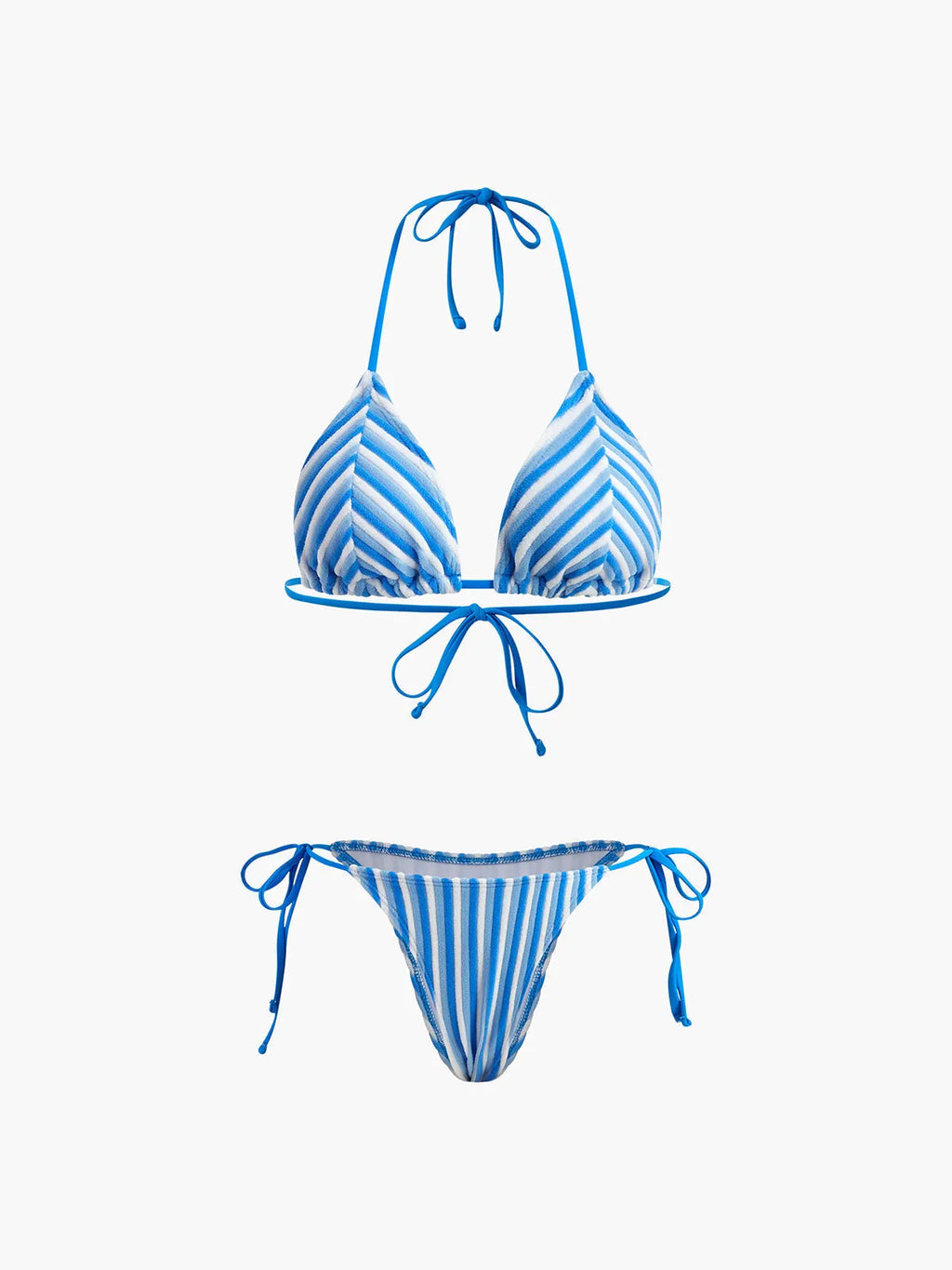 Halter Triangle Striped Bikini Set Flowering Girl