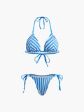 Halter Triangle Striped Bikini Set Flowering Girl