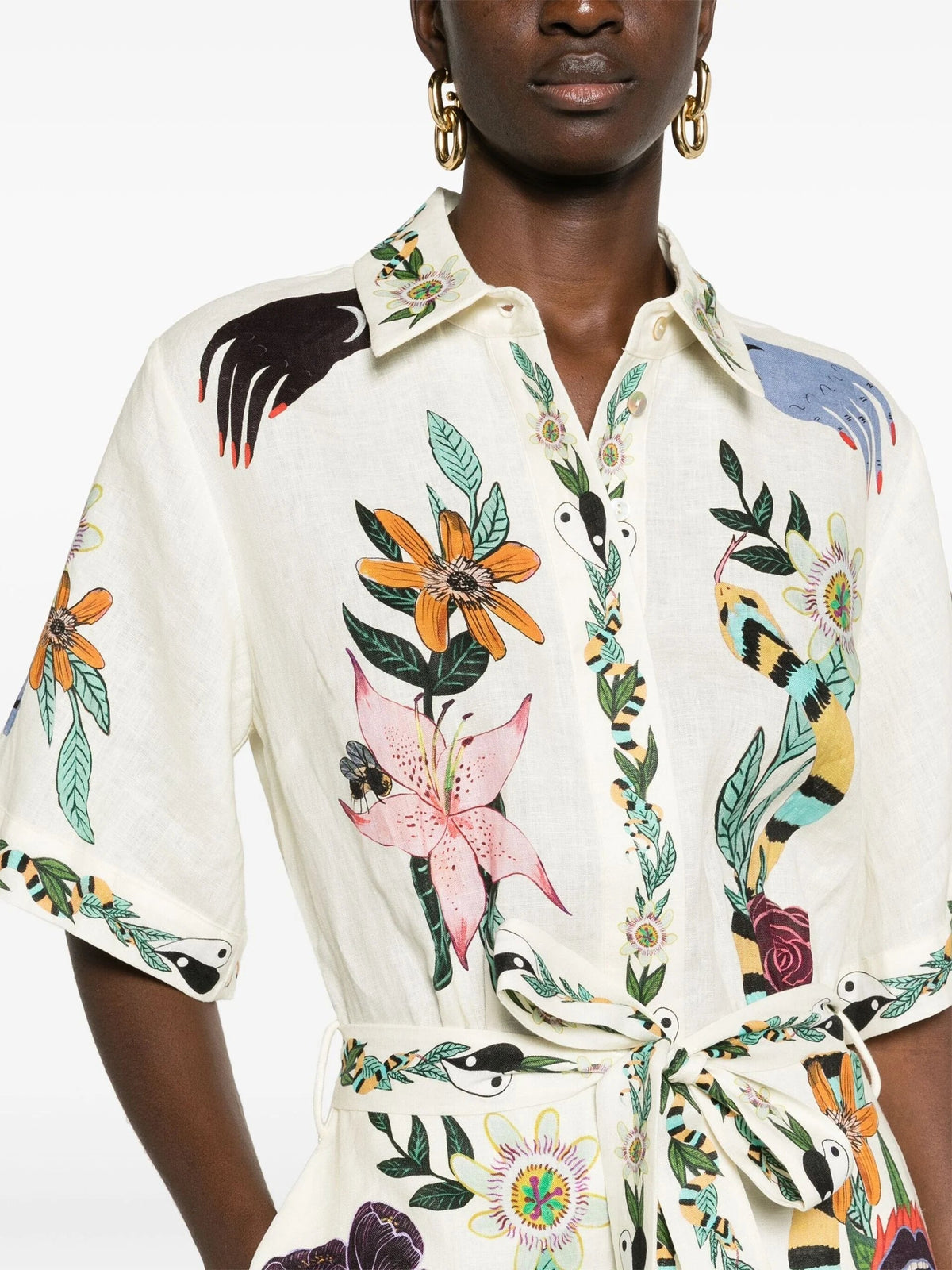 NEUTRAL MEAGAN ARTWORK-PRINT DRESS Flowering Girl