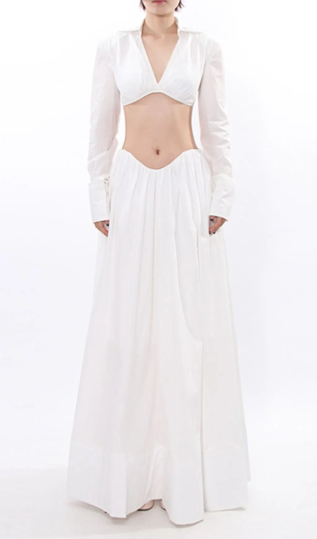 Idra White Long Sleeve Two-Piece Set Flowering Girl