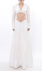 Idra White Long Sleeve Two-Piece Set Flowering Girl