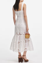 Keane Lace Insert Belted Midi Dress Flowering Girl