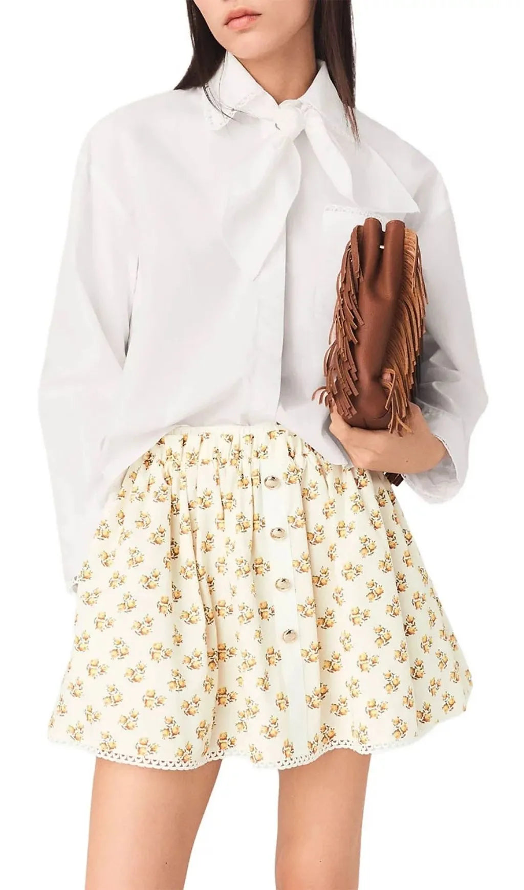 Printed Rickrack Trim Skirt Flowering Girl