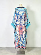 Marlie Printed Long Sleeve Feather Maxi Dress Flowering Girl