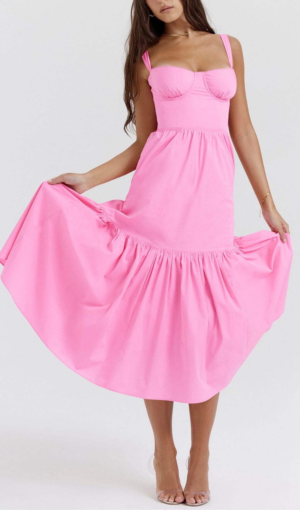 French Pink Midi Sundress Flowering Girl