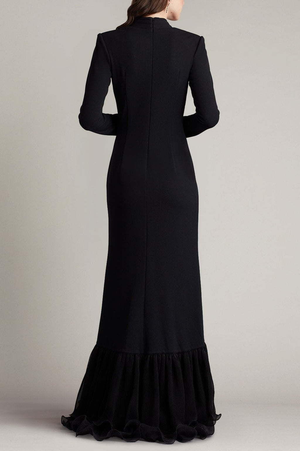 Joyce Black Ruffled Gathered High Slit Knit Midi Dress Flowering Girl
