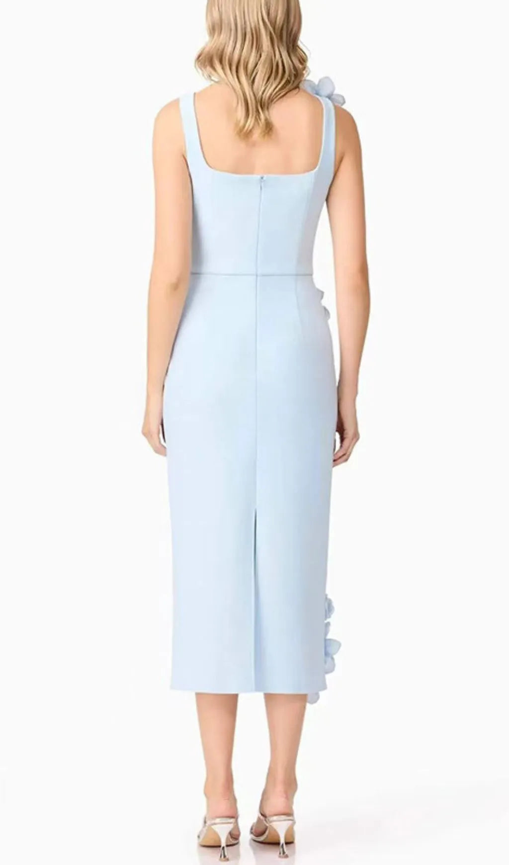 Harper Blue Flower Embellished Midi Dress Flowering Girl