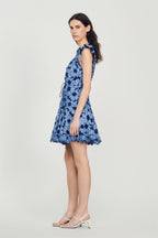 Floral Flutter Sleeve V-Neck Mini Dress Flowering Girl