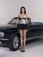 Bethari Strapless Corset Puffy Mini Dress Flowering Girl