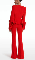 Dagna Red Jacket & Pants Set Flowering Girl