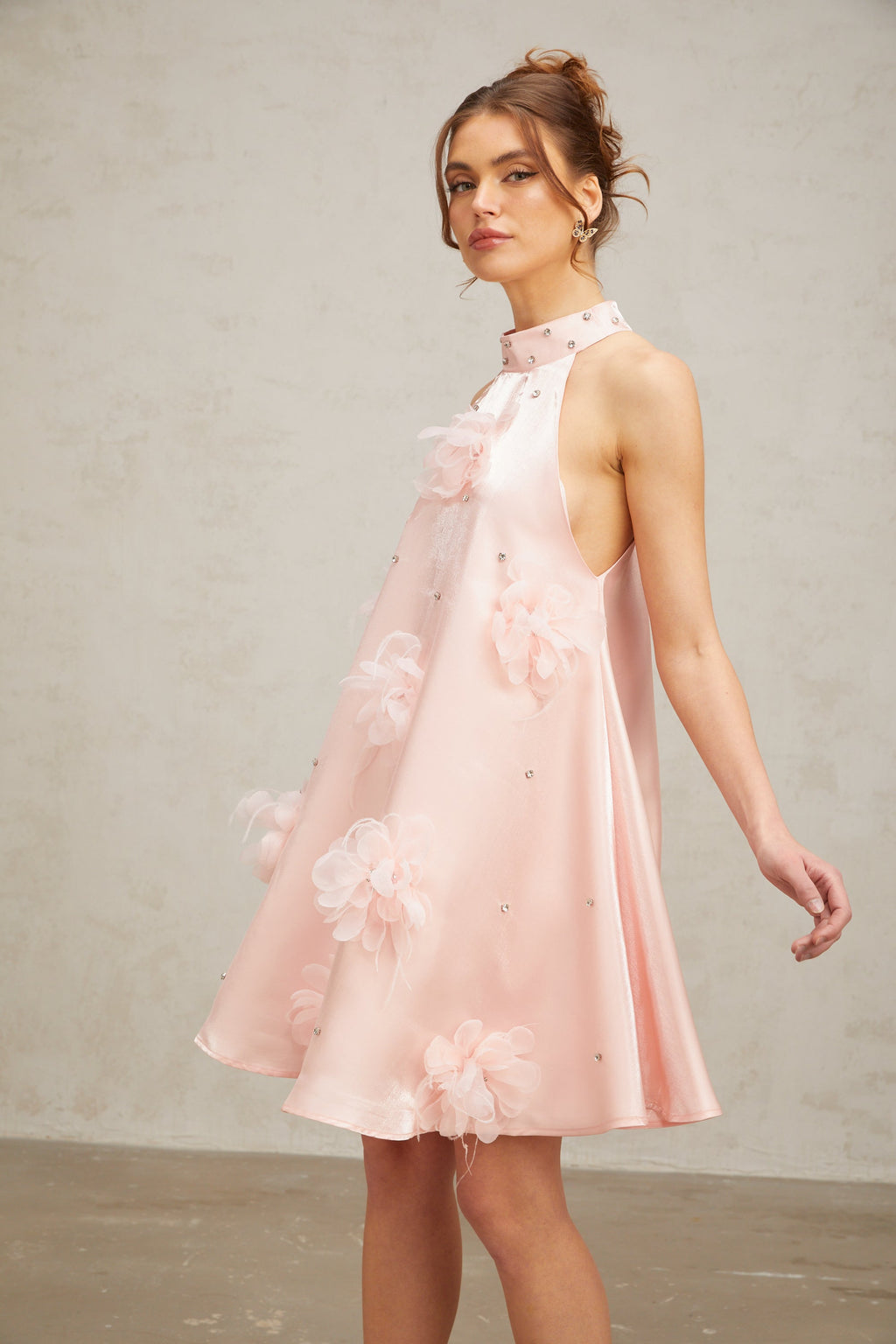 Quella Pink Flower Sleeveless A-Line Mini Dress Flowering Girl