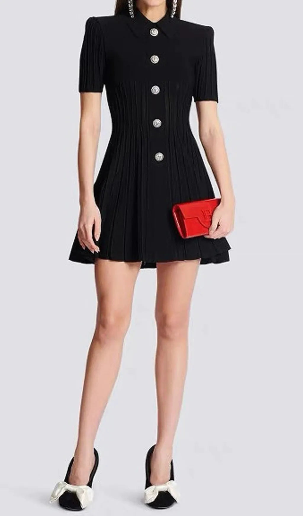 Eliezer Lapel Knit Mini Dress Flowering Girl