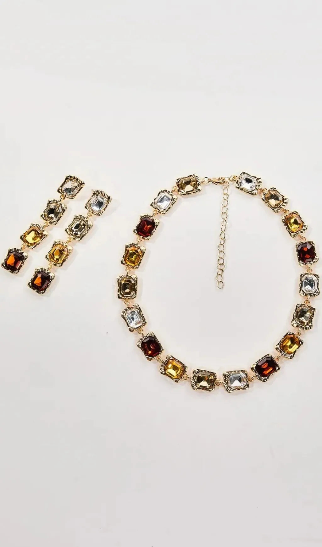 Oaelara Crystal Square Necklace Set Flowering Girl