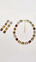 Oaelara Crystal Square Necklace Set Flowering Girl