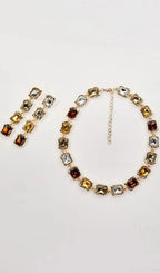 Oaelara Crystal Square Necklace Set Flowering Girl