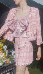 bow rhinestone two-piece set in pink Flowering Girl