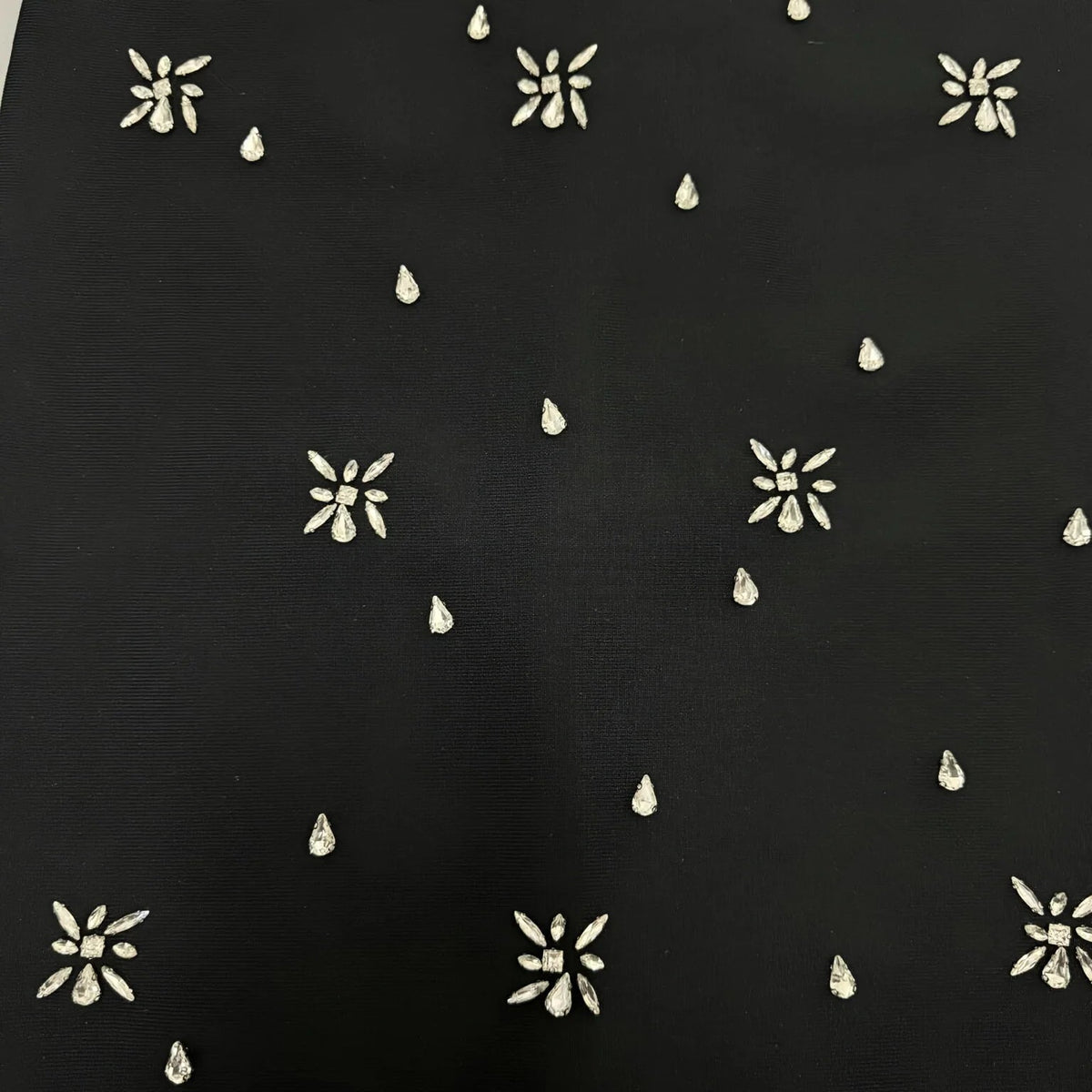 draped bardot crystal detail maxi dress in black Flowering Girl