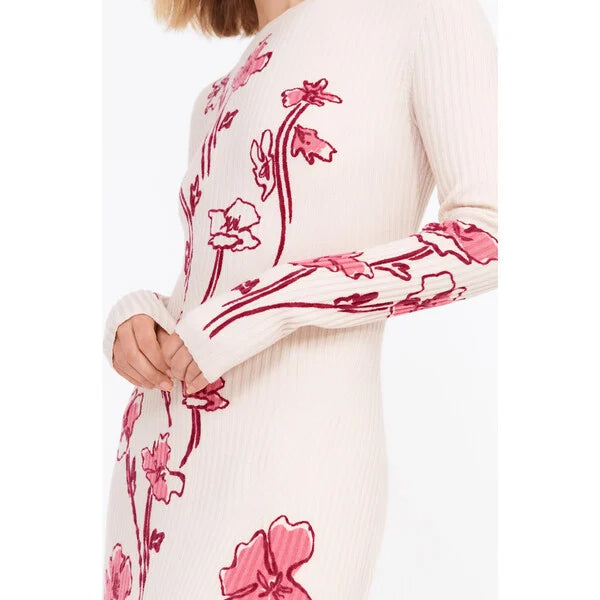 Odette Stretch Knit Maxi Dress In Ecru Multi Flowering Girl